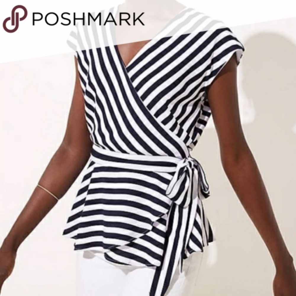 NWT Loft Striped Dolman Wrap Blouse - Small